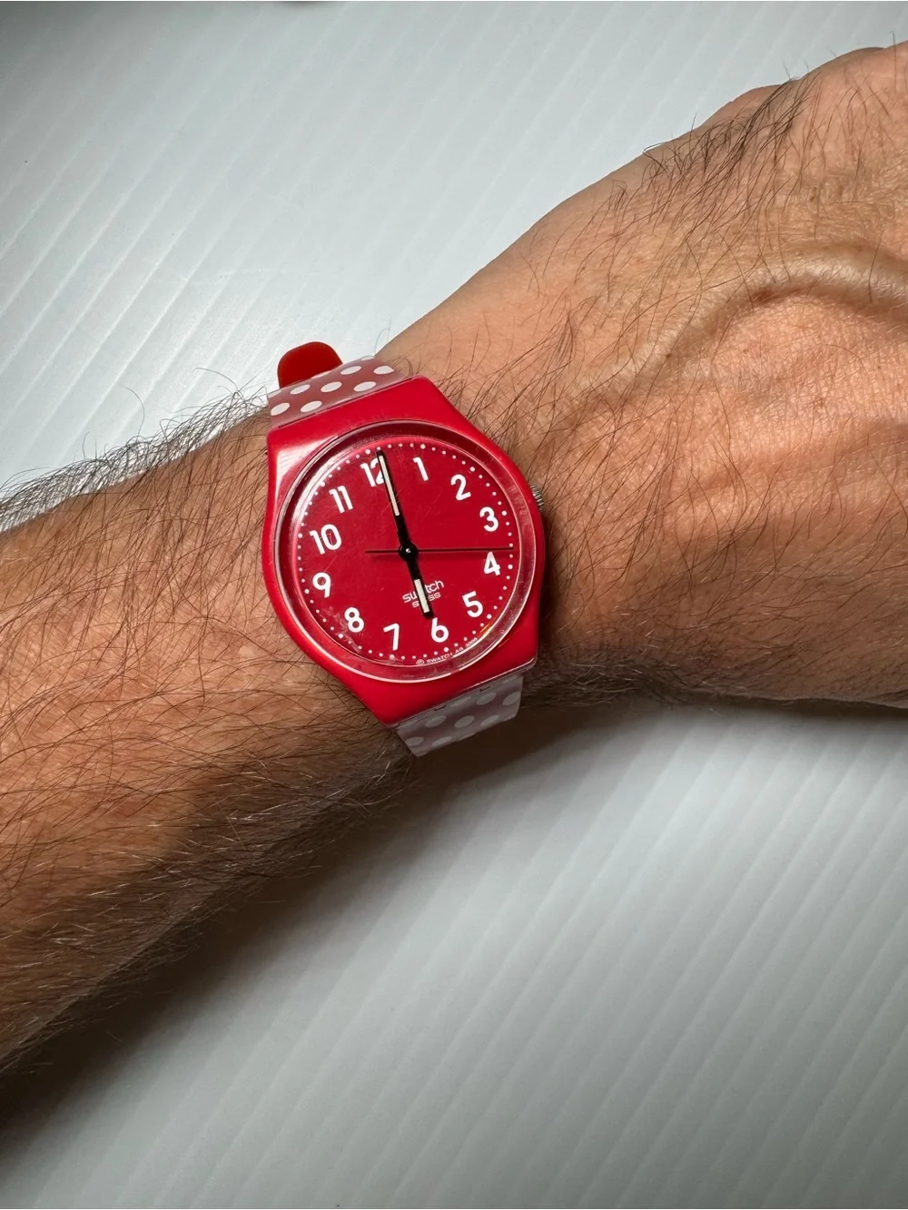 Swatch Watch “Berry Dots” 35mm evokes Minnie Mouse / Disney aesthetic